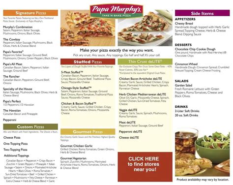 murphy's pizza menu|papa murphy's menu with prices pdf.